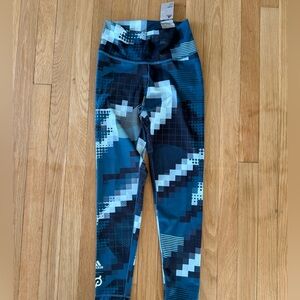 Adidas Women’s BT Print Tight High Rise Leggings Size S Blue Geometric Training
